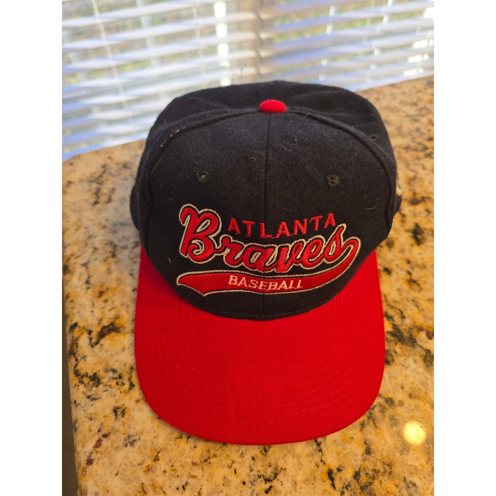 Vintage Atlanta Braves‎ Starter The Natural Snapback Hat Navy Red Wool MLB Cap